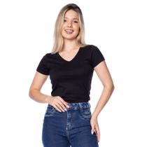 Blusa Feminina Fore Básica de Gola V Preto