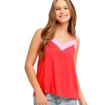 Blusa Feminina Fresquinha Regata Bicolor Alças Finas