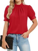 Blusa feminina Funlingo com gola falsa e manga bufante vermelha S Blusa feminina Funlingo com gola falsa e manga bufante vermelha S