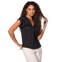 Blusa Feminina Giraffe com Prega Frontal Preto