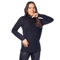 Blusa Feminina Giraffe Gola Alta Fenda Lateral Preto