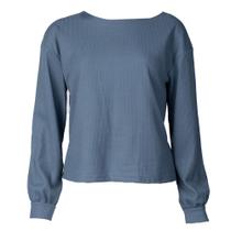 Blusa Feminina Giraffe Gola Canoa Texturizada Azul