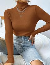 Blusa Feminina Gola Alta Canelada Cacharrel