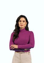 Blusa Feminina Gola Alta Manga Longa Canelada