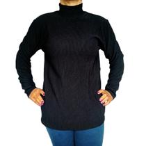 Blusa Feminina Gola Alta Manga Longa Soltinha Lisa Cores Sortidas Anarruga Pp ao Plus Size