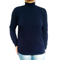 Blusa Feminina Gola Alta Manga Longa Soltinha Lisa Malha Crepe Pp ao Plus Size