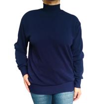 Blusa Feminina Gola Alta Manga Longa Soltinha Punho Lisa Malha Crepe Pp ao Plus Size