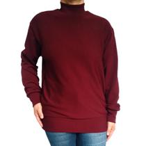 Blusa Feminina Gola Alta Manga Longa Soltinha Punho Lisa Malha Crepe Pp ao Plus Size
