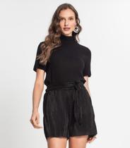 Blusa Feminina Gola Alta ViscoTrico Básica Endless Preto