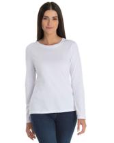 Blusa Feminina Gola Baixa Manga Longa de Algodão