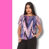 Blusa Feminina Gola Canoa Diversas Estampas Blogueira Básica Casual