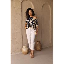 Blusa Feminina Gola Canoa Estampada Shine Blusa Feminina Gola Canoa Estampada Shine