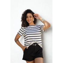 Blusa Feminina Gola Canoa Listras Basic