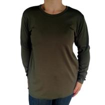 Blusa Feminina Gola Careca Manga Longa Soltinha Lisa Malha Crepe Pp ao Plus Size