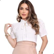 Blusa Feminina Gola Lacinho Manga Curta Bufante Evangélica