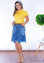 Blusa Feminina Gola Laço Joyaly Blusa Feminina Gola Laço Joyaly