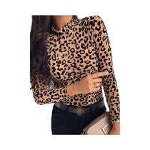 Blusa Feminina Gola Rolê com Estampa de Leopardo - Manga Comprida - Moda Outono/Inverno