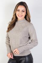 Blusa feminina gola rolê manga bispo 81190