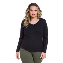 Blusa Feminina Gola V Canelada Plus Size Lunender
