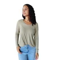 Blusa Feminina Gola V Canelada Plus Size Lunender