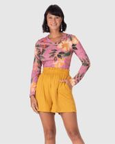 Blusa Feminina Gola V Estampada Em Viscose Stretch Blusa Feminina Gola V Estampada Em Viscose Stretch