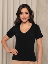 Blusa Feminina Gola V Manga Curta Tshirt Basica Blusinha