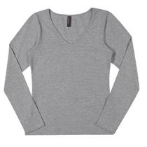 Blusa Feminina Gola V Manga Longa Cereja Rosa Ref 72287