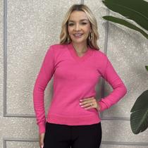 Blusa Feminina Gola V Tricot Lã Inverno Com Elastano Basica Blusa Feminina Gola V Tricot Lã Inverno Com Elastano Basica