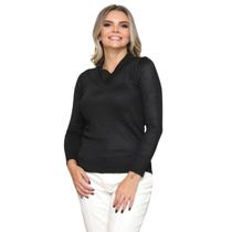 Blusa Feminina Gola V Tricot Lã Inverno Com Elastano Basica Blusa Feminina Gola V Tricot Lã Inverno Com Elastano Basica