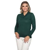 Blusa Feminina Gola V Tricot Lã Inverno Com Elastano Basica