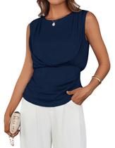 Blusa feminina GRACE KARIN, elegante, sem mangas, gola redonda, azul marinho M