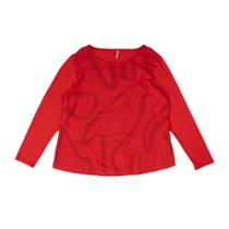 Blusa Feminina Habana Plus Size Manga Longa Estampada Vermelho Blusa Feminina Habana Plus Size Manga Longa Estampada Vermelho