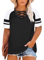Blusa feminina Happy Sailed plus size casual listrada 5x preta