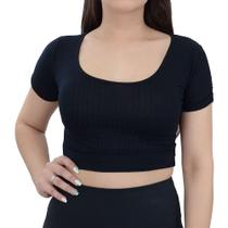 Blusa Feminina Hirlogs Cropped Canelado Preto - 2727