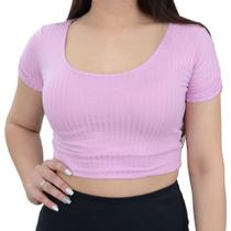 Blusa Feminina Hirlogs Cropped Canelado Rosa - 2727