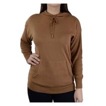 Blusa Feminina Iaraline Tricot com Capuz Marrom - 5560