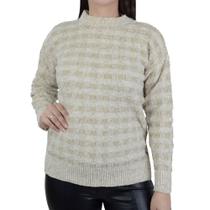 Blusa Feminina Iaraline Tricot Quadricular Bege - 5550