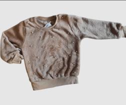 Blusa feminina infantil inverno - fleece com detalhes em pérolas - Trick Nick