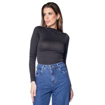 Blusa Feminina Jagar Manga Longa Plissada Preto Blusa Feminina Jagar Manga Longa Plissada Preto