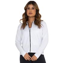 Blusa Feminina Jaqueta Esportiva Com Ziper Lisa Manga Longa Academia Adulto Térmica Inverno Estilosa