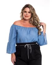 Blusa Feminina Jeans Ciganinha Plus