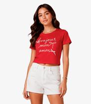 Blusa Feminina Justa Com Strass Minty Vermelho