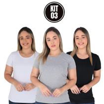 Blusa Feminina Kit 3 Tshirt Long Line Tapa Bumbum Ideal para Caminhada Treino Super Confortável