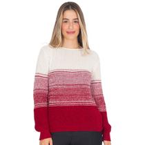 Blusa Feminina Lã Tricot Gola Redonda Manga Longa Punhos