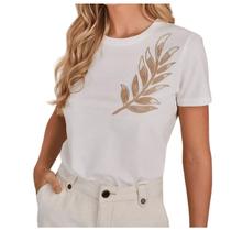 Blusa Feminina Lado Avesso Bordado Branco Palha - L12556 Blusa Feminina Lado Avesso Bordado Branco Palha - L12556