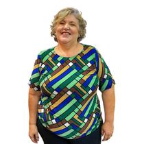 Blusa Feminina Liganete com Manga e Abertura Lateral Mais Comprida Plus Size Tamanho Especial M ao G7