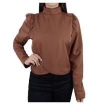 Blusa Feminina Linha Leve Transpassada Marrom - 6423