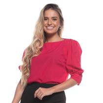 Blusa Feminina Lisa Manga Bufante Decote Ombro A Ombro