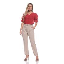 Blusa Feminina Lisa Romântica Manga Bufante Babados Blusa Feminina Lisa Romântica Manga Bufante Babados