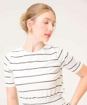 Blusa Feminina Listrada Lastex Manga Curta Marisa-11031 Blusa Feminina Listrada Lastex Manga Curta Marisa-11031